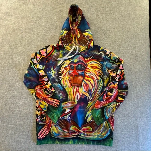 Meditating Rafiki Mandrill Unisex Hoodie From The Lion King - Picture 7 of 16